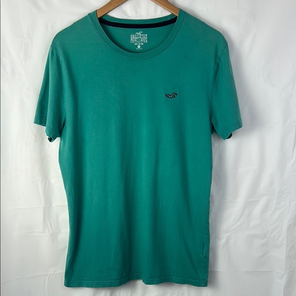 Hollister Men's Green T-Shirt size medium basic classic style 100% cotton